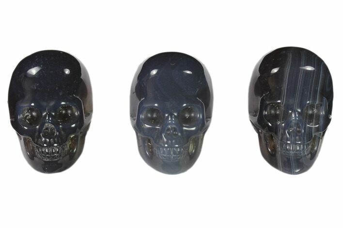 1.5" Polished Blue Agate Crystal Skulls - Photo 1
